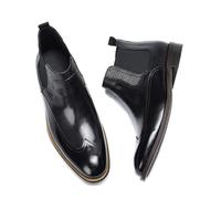 LMUIPMAA Botas Chelsea para Hombre Botines Chukka Casuales de Negocios de Cuero Botas de Vestir elásticas clásicas para Hombres,Negro,43 EU