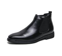 LMUIPMAA Botas Chelsea para Hombre de Cuero Brogue Tobillo Alto Botas Botas de Deslizamiento,Negro,47 EU