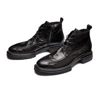 LMUIPMAA Botas de Combate Militar Cordones para Hombres Botines de Moto con Cremallera Lateral,Negro,44 EU