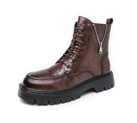 LMUIPMAA Botas De Combate para Mujer con Cordones Y Cremallera, Tacón De Bloque Tácticas Militares Plataforma Botas De De Invierno,Marrón,45 EU