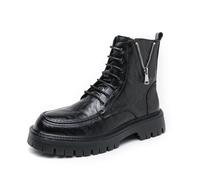 LMUIPMAA Botas De Combate para Mujer con Cordones Y Cremallera, Tacón De Bloque Tácticas Militares Plataforma Botas De De Invierno,Negro,43 EU