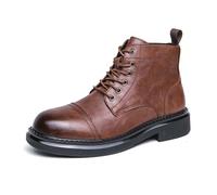 LMUIPMAA Botas de Militares Oxford Hombre Botines Moto de Cordones con Cremallera Lateral,Marrón,44 EU