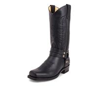 LMUIPMAA Botas De Moto con Punta Cuadrada para Hombre Botas De Equitación Bordadas Estilo Vaquero Occidental Botas De Media Pantorrilla,Negro,46 EU