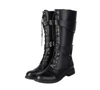 LMUIPMAA Botas de Motocicleta para Hombre con Cremallera Lateral, Calzado de Motorista botín de Media caña Militar táctico de Combate,Negro,40 EU