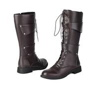 LMUIPMAA Botas de Motocicleta para Hombre con Cremallera Lateral, Calzado de Motorista botín de Media caña Militar táctico de Combate,Marrón,40 EU