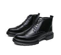 LMUIPMAA Botas de Vestir con Punta de ala para Hombre, Estilo clásico Brogue Zapatos de Vestir Oxford con Cordones,Negro,43 EU