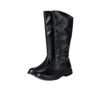 LMUIPMAA Botas Montar De hasta La Rodilla De Hombre con Tacón Bajo, Punta Redonda Altas hasta La Pantorrilla Planas Botas De Estilo Militar,Negro,46 EU