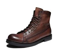 LMUIPMAA Botas Moto Impermeables Hombre Cuero Militares Cordones Moteras Botines,Marrón,40 EU