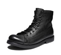 LMUIPMAA Botas Moto Impermeables Hombre Cuero Militares Cordones Moteras Botines,Negro,42 EU