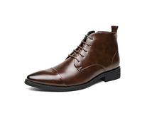 LMUIPMAA Botas Oxford para Hombre Cordones Cremallera Lateral Botines hasta El Tobillo, Zapatos Derby Formales De Negocios,Marrón,48 EU