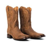 LMUIPMAA Botas Vaqueras De Hombre Punta Cuadrada Bordada Botas De Caballero Botas De Trabajo Vaqueras,Marrón,44 EU