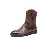 LMUIPMAA Botas Vaqueras Hombre Altas Occidentales de Pantorrilla Ancha Botas de Cowboy,Marrón,41 EU