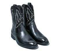 LMUIPMAA Botas Vaqueras Occidentales para Hombre con Cremallera Lateral, Bordadas, Duraderas, Cortas, Retro, De Punta Cuadrada,Negro,46 EU