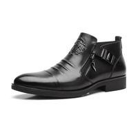 LMUIPMAA Botines Chelsea Botines Cuero Chukka Formal Botas Lado Cremallera Plain Toe Negocios Casual Botas Cortas De Los Hombres,Negro,46 EU