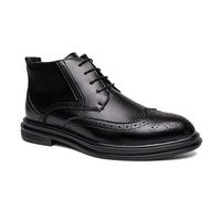 LMUIPMAA Botines De Cuero De Los Hombres Zapatos Formales De Punta Redonda con Cremallera,Negro,39 EU