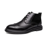 LMUIPMAA Botines de Vestir Brogue con Punta de ala para Hombre Botines Oxford de Cuero de Moda con Cordones Bota Chukka de Negocios,Negro,40 EU