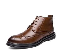 LMUIPMAA Botines de Vestir Brogue con Punta de ala para Hombre Botines Oxford de Cuero de Moda con Cordones Bota Chukka de Negocios,Marrón,45 EU