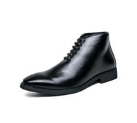 LMUIPMAA Botines para Hombre Estilo de Cuero PU Vintage Brogue Zapatos de Vestir Formales con Cordones,Negro,47 EU