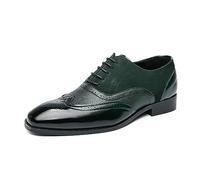 LMUIPMAA Brogue Wingtip Zapatos de Ciudad con Cordones Cuero Hombre Derby Oxford Vintage Punta Puntiaguda Negocios Boda Zapatos,Verde,41 EU