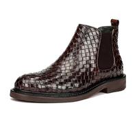 LMUIPMAA Chelsea Boots Hombres Slip-On Zapatos De Negocios Formal Vestido Botines,Rojo,40 EU