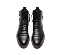LMUIPMAA Cremallera Lateral Botines Chelsea Botas Cuero Talón Cubano Vestido Zapatos Classic Mid Top Business Boots Hombres,Negro,45 EU