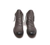 LMUIPMAA Cremallera Lateral Botines Chelsea Botas Cuero Talón Cubano Vestido Zapatos Classic Mid Top Business Boots Hombres,Gris,42 EU