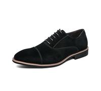 LMUIPMAA Hombre Ante Oxford Casual Zapatos de Cordones para Boda Trabajo Negocios,Negro,46 EU