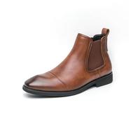 LMUIPMAA Hombre Botas Chelsea Botas de Tobillo de Negocios de Alto Casual Botas de Formales,Marrón,45 EU