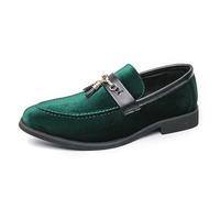 LMUIPMAA Hombre Caña Baja Mocasines Planos con Borlas Slip-on Formal Zapatos de Vestir,Verde,42 EU