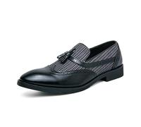 LMUIPMAA Hombre Cuero PU Borla Mocasines Brogues Ponerse Zapatos De La Corte Zapatos Casuales,Negro,44 EU