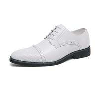 LMUIPMAA Hombre Zapatos de Ciudad con Cordones Oxfords Zapatos de Negocios Vestidos Formales Boda Brogues Zapatos,Blanca,43 EU