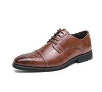 LMUIPMAA Hombre Zapatos de Ciudad con Cordones Oxfords Zapatos de Negocios Vestidos Formales Boda Brogues Zapatos,Marrón,46 EU