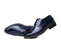 LMUIPMAA Hombre Zapatos De Vestir con Cordones De Cuero Sintético Derby Boda Oxford Formal Zapatos de Negocios,Azul,38 EU