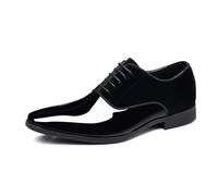 LMUIPMAA Hombre Zapatos de Vestir Formales con Cordones Zapatos Oxfords de Negocios Charol Zapatos de Boda,Negro,48 EU