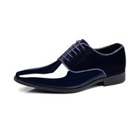 LMUIPMAA Hombre Zapatos de Vestir Formales con Cordones Zapatos Oxfords de Negocios Charol Zapatos de Boda,Azul,45 EU