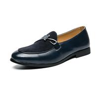 LMUIPMAA Hombre Zapatos De Vestir Tipo Mocasín para Negocios, Fiestas, Eventos Formales Y como Pantuflas De Gala,Azul,44 EU