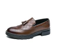LMUIPMAA Hombres Borla Mocasines Cuero Sintético Ligero Pantuflas Zapatos De Vestir Informales Oxford, Antideslizantes Zapatos De Trabajo Formales De Negocios,Marrón,39 EU