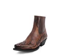 LMUIPMAA Hombres Botas De Cowboy Classic Embroidered Botas Occidentales A Media Pantorrilla Retro Bajo Bloque Tacón Botines,Marrón,40 EU