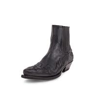 LMUIPMAA Hombres Botas De Cowboy Classic Embroidered Botas Occidentales A Media Pantorrilla Retro Bajo Bloque Tacón Botines,Negro,39 EU