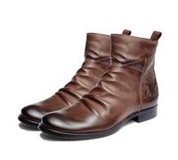 LMUIPMAA Hombres Chelsea Botines Microfibra Cuero Chukka Botas con Cremallera Lateral,Marrón,42 EU