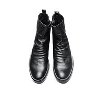 LMUIPMAA Hombres Chelsea Botines Microfibra Cuero Chukka Botas con Cremallera Lateral,Negro,39 EU