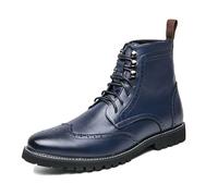 LMUIPMAA Hombres Chukka Chelsea Derby Botas con Punta Redonda Cremallera Botines,Azul,38 EU