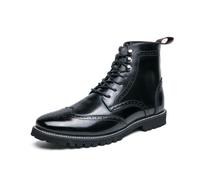 LMUIPMAA Hombres Chukka Chelsea Derby Botas con Punta Redonda Cremallera Botines,Negro,41 EU
