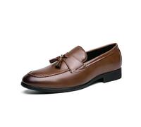 LMUIPMAA Hombres Clásico Borla Mocasines Cuero Sintético Ligero Mocasín Pantuflas,Marrón,43 EU