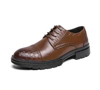 LMUIPMAA Hombres Derbis de Cuero Zapatos Brogue Formales con Cordones Zapatos de Vestir de Boda de Negocios,Marrón,41 EU