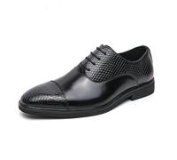 LMUIPMAA Hombres Formal Negocio Zapatos de Vestir Elegante Zapatos Oxford con Puntera Cordones Cuero de Microfibra Zapatos de Boda,Negro,40 EU