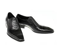 LMUIPMAA Hombres Formal Negocio Zapatos de Vestir Oxford Punta Cuadrada Cuero de Microfibra Zapatos de Boda,Negro,39 EU