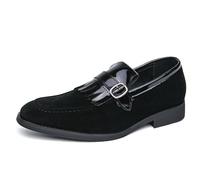 LMUIPMAA Hombres Gamuza Penny Mocasines Comodidad Zapatos de Conducir Plano Pantuflas,Negro,44 EU