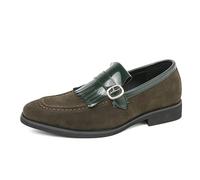 LMUIPMAA Hombres Gamuza Penny Mocasines Comodidad Zapatos de Conducir Plano Pantuflas,Verde,41 EU