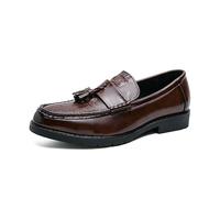 LMUIPMAA Hombres Hebilla Simple Inteligente Zapatos de Monje Cuero Formal Mocasines Planos Oxford Zapatos De Negocios,Marrón,43 EU